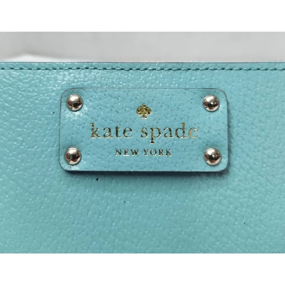 Kate Spade New York Blue Leather Credit Card Zipper Closure Wristlet - Wallet